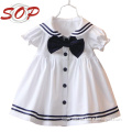 White baby girls boutique clothing dress bowknots latest designs girls dress